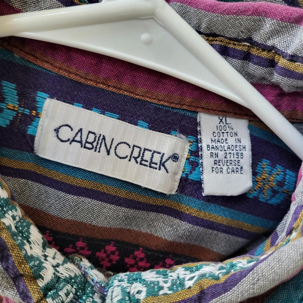 Cabin Creek Multicolor Patterned Button Down Shirt - image 3